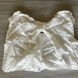 Ruffled tie know crop blouse